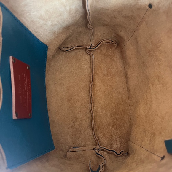 Portland Leather Turquoise Large Zip Tote Bag Purse - Picture 5 of 11